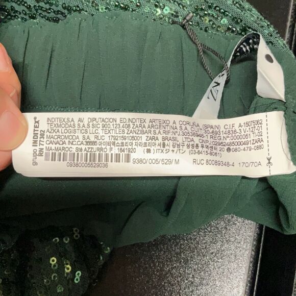 NWT Zara Holiday Party Green Sequin Balloon Pants Limited Edition Size Medium - Picture 11 of 16